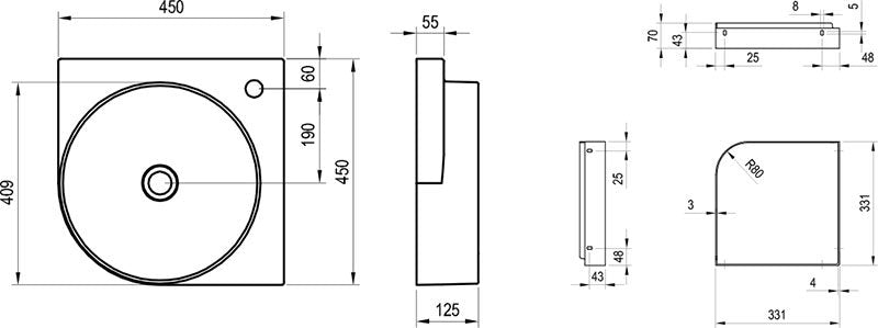 ΝΙΠΤΗΡΑΣ YARD ΓΩΝΙΑΚΟΣ 45X45 C ΜΕ ΟΠΗ