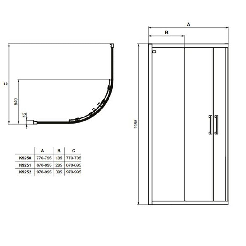 ΚΑΜΠΙΝΑ ΓΩΝΙΑΚΗ CONNECT 2 R 80X80CM, Y 195,5CM