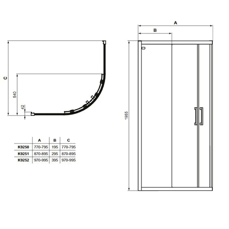 ΚΑΜΠΙΝΑ ΓΩΝΙΑΚΗ CONNECT 2 R 100X100CM, Y 195,5CM